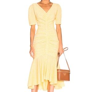STAUD PANIER DRESS - YELLOW GINGHAM